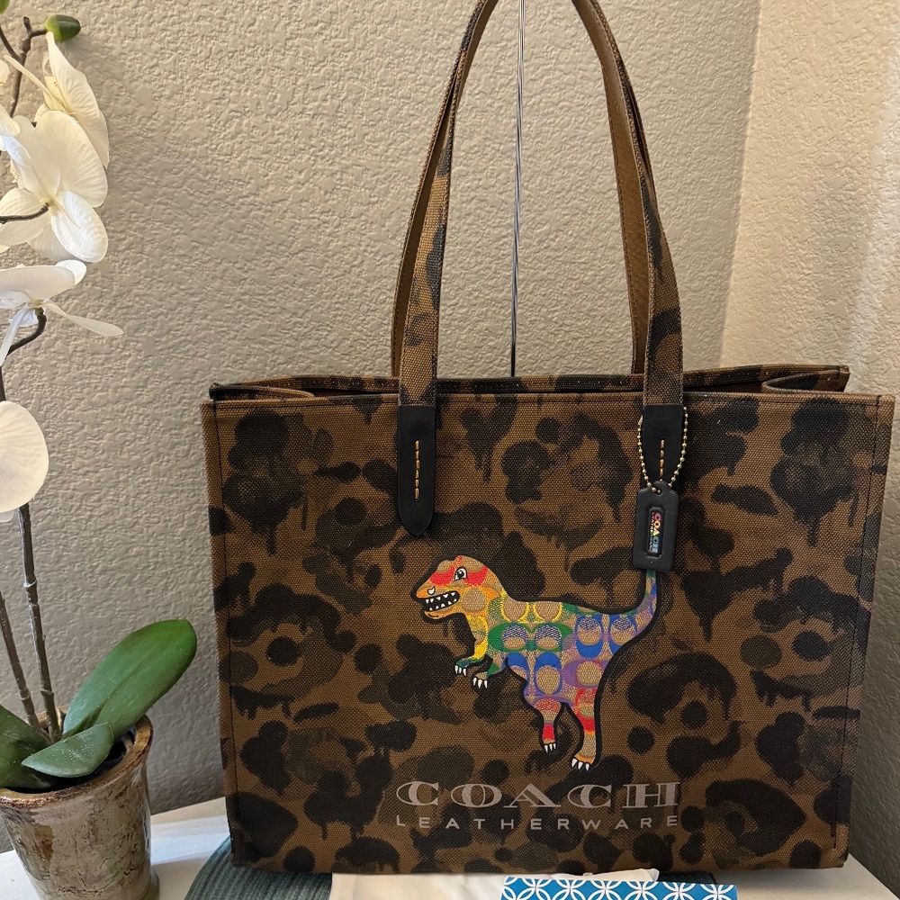 COACH style 986 Tote 42 with Rainbow Pride Signature Rexy